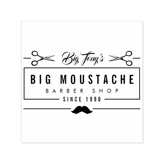 Create Your Own Hipster Barbershop Business Logo Self-inking Stamp (Design)
