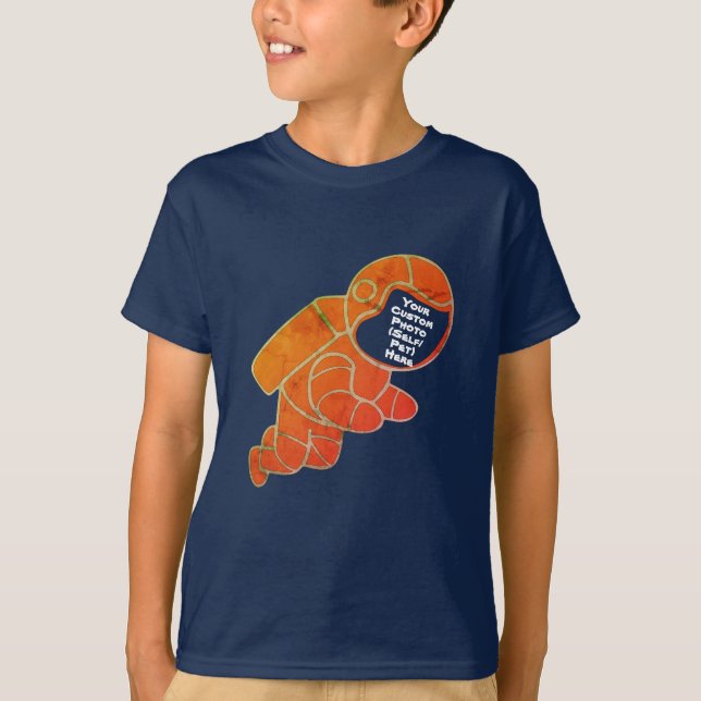 Create Your Own Hipster Custom Photo Astronaut Kid T-Shirt (Front)