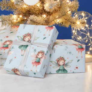 Create Your Own Holiday Fairy Blue Wrapping Paper
