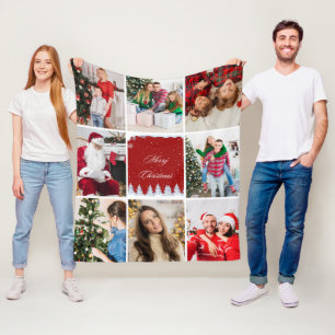 Create Your Own Holiday Photo Collage Fleece Blanket