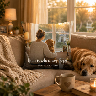 Create your own Home is where my dog is photo Cushion