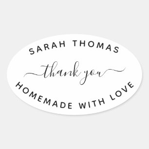 Create Your Own Homemade with Love Thank You Class Oval Sticker