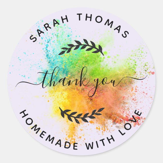 Create Your Own Homemade with Love Thank You Classic Round Sticker (Front)