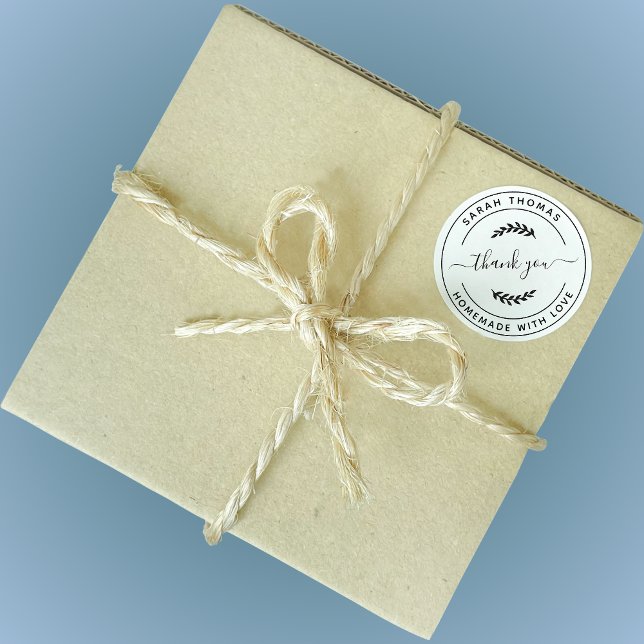 Create Your Own Homemade with Love Thank You Classic Round Sticker (Creator Uploaded)