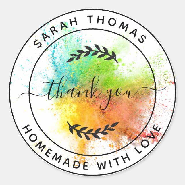 Create Your Own Homemade with Love Thank You Classic Round Sticker (Front)
