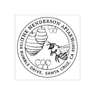 Create Your Own Honey Bee Sketch Return Address Rubber Stamp