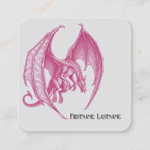 Create Your Own Hot Pink Fuschia Dragon Square Business Card