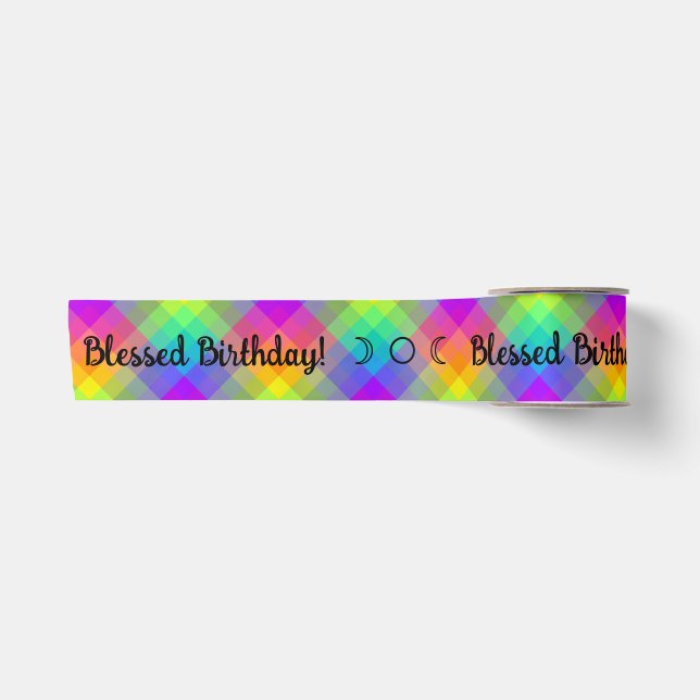 Create Your Own Hot Rainbow Gingham Satin Ribbon (Front)