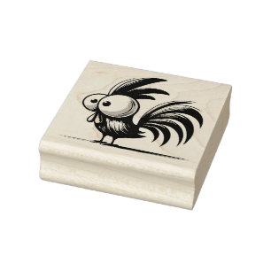 Create Your Own Humourous Big Eyed Rooster Rubber Stamp