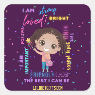 Create Your Own I AM - Positive Girl Affirmations Square Sticker