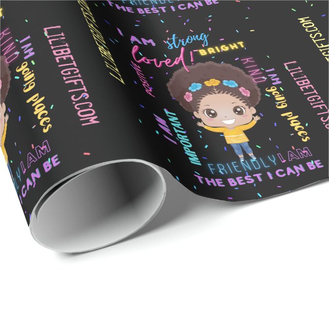Create Your Own I AM - Positive Girl Affirmations  Wrapping Paper (Roll Corner)