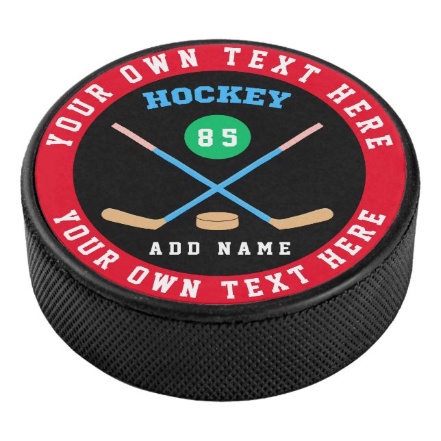 Create Your Own Ice Hockey Custom Name Number Hockey Puck (3/4)