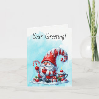 Create Your Own Icy Peppermint Christmas Gnome Holiday Card