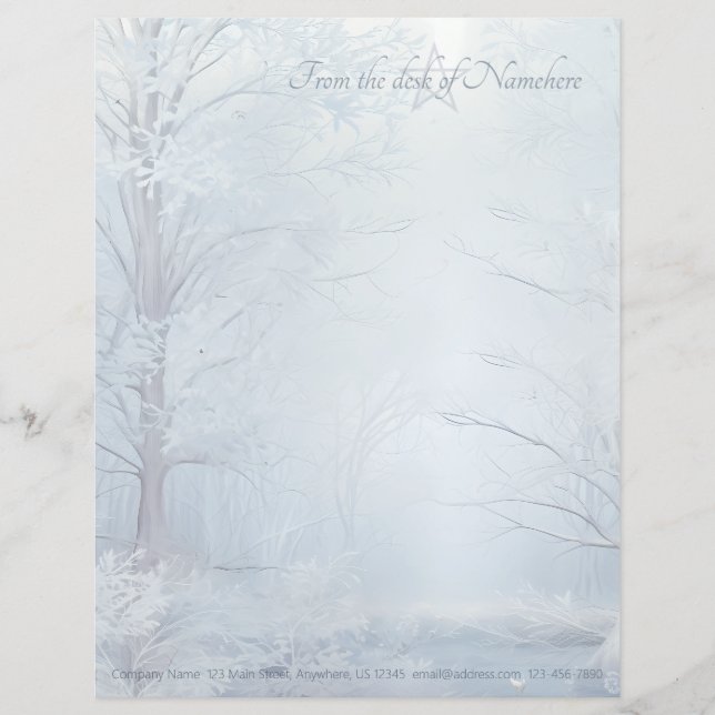 Create Your Own Icy Winter Yule Magical Forest Custom Letterhead (Front)