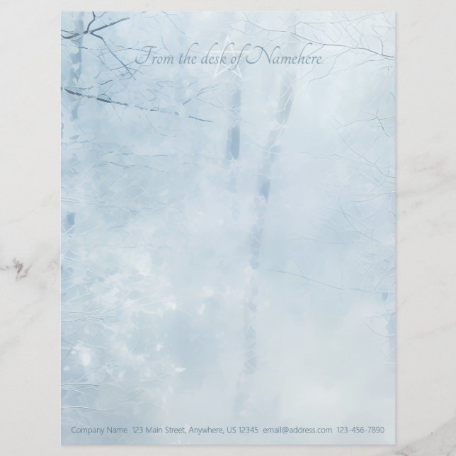 Create Your Own Icy Winter Yule Mystical Forest Custom Letterhead (Front)
