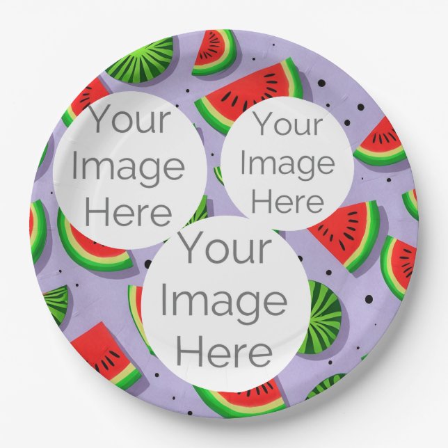 create your own image text watermelon paper plate (Front)