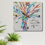 Create Your Own Inspirational Message Square Wall Clock<br><div class="desc">This unique wall clock is decorated with a rainbow coloured mosaic design.
You can add your chosen inspirational quote or message to personalise it. 
You can edit the font,  font size,  and font colour. Original Mosaic © Michele Davies.</div>