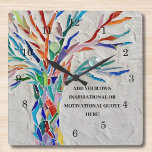 Create Your Own Inspirational/Motivational Quote<br><div class="desc">This unique Wall Clock is decorated with a colourful mosaic Tree of Life design.
Add your chosen quote to personalise it. 
Click Customise Further to edit font,  font size and font colour.
Original Mosaic © Michele Davies.</div>