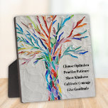 Create Your Own Inspirational Motivational Quote  Plaque<br><div class="desc">This decorative plaque features a mosaic tree in rainbow colours and an inspiring quote.
The text is customisable so you can replace the quote.
Use the Design Tool to change the text size,  style,  or colour.
Original Mosaic © Michele Davies.</div>