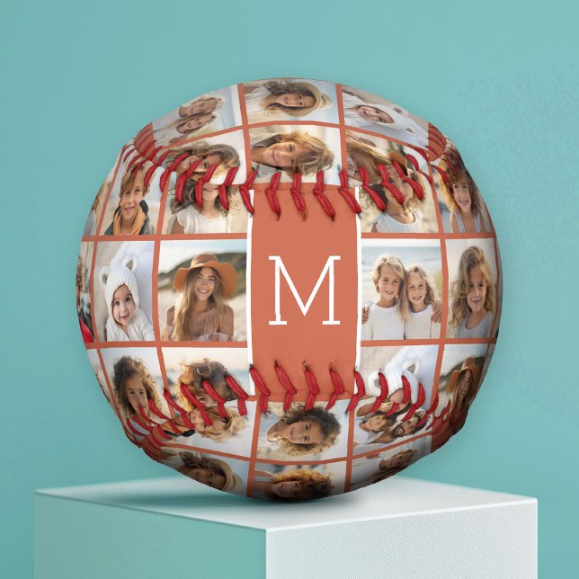 Create Your Own Insta Photo Collage Terra Cotta Baseball (Custom Photo Baseball)