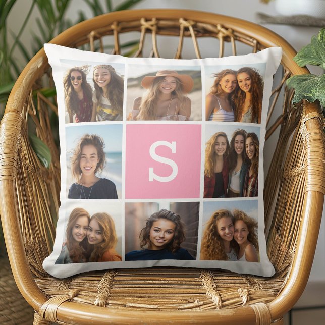 Create Your Own Instagram Collage Custom Monogram Cushion (Custom Photo Pillow - Add Your Own Pics!)