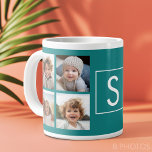 Create Your Own Instagram Collage Custom Monogram Large Coffee Mug<br><div class="desc">Use 8 square photos to create a unique and personal gift. Or you can keep the hipster puppy and make a trendy keepsake. If you need to adjust the pictures,  click on the customise tool to make changes.</div>