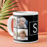 Create Your Own Instagram Collage Custom Monogram Large Coffee Mug<br><div class="desc">Use 8 square photos to create a unique and personal gift. Or you can keep the hipster puppy and make a trendy keepsake. If you need to adjust the pictures,  click on the customise tool to make changes.</div>