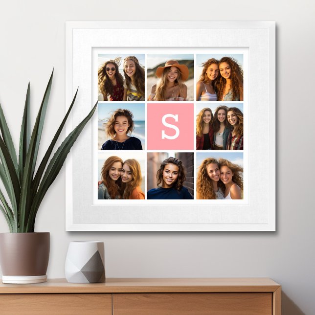 Create Your Own Instagram Collage Custom Monogram Poster (Personalized Wall Art with a Photo Collage and Monogram)