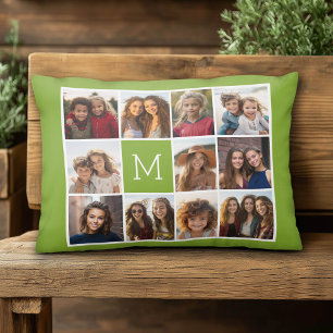 Create Your Own Instagram Photo Collage Lime Decorative Cushion