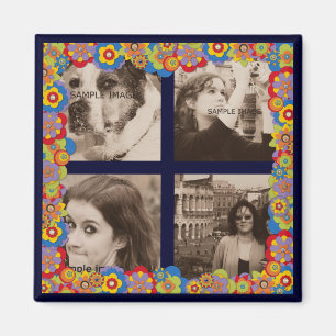 Create Your Own Instagram Photos Trippy Flowers Magnet