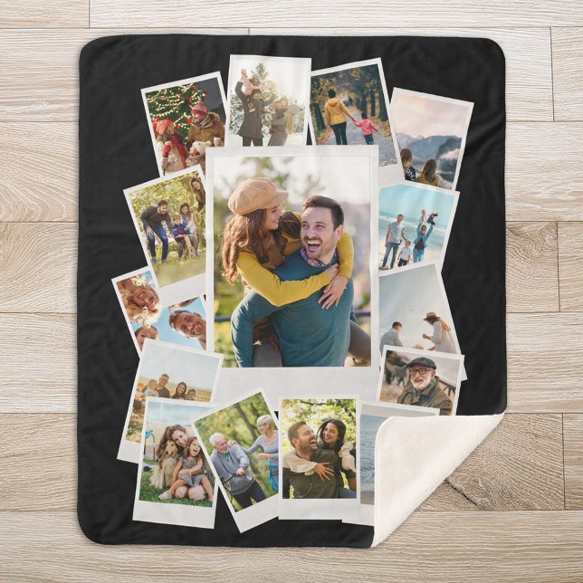 Create Your Own Instant Film Photo Collage Sherpa Blanket (Creator Uploaded)