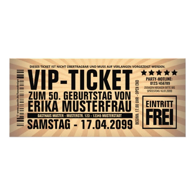 Create your own invitations as a VIP TICKET (Front)