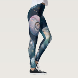 Create Your Own Iridsecent Spiral Bubbles Teal Leggings