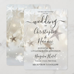 Create Your Own Ivory Sparkle Stars Wedding Invitation