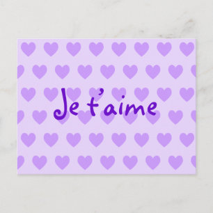 Create Your Own Je T’aime Purple Hearts Postcard
