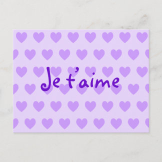 Create Your Own Je T’aime Purple Hearts Postcard