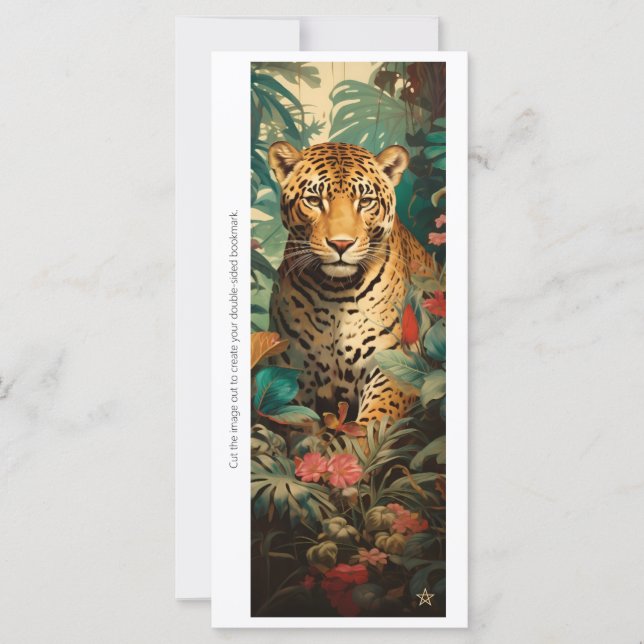 Create Your Own Jungle Cheetah Flora Bookmark Card (Front)