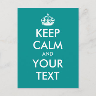 Create your own "Keep Calm and Carry On" (aqua) Postcard