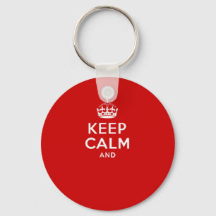 Create your own 'Keep Calm and carry on' crown red Key Ring