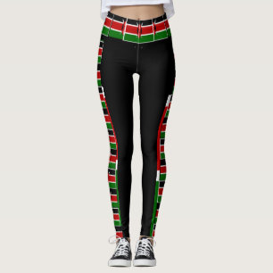 Create your Own Kenya National Flag Colours patter Leggings