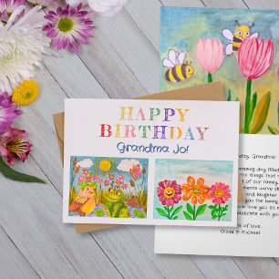 Create Your Own Kid's Art Grandmother Birthday Card