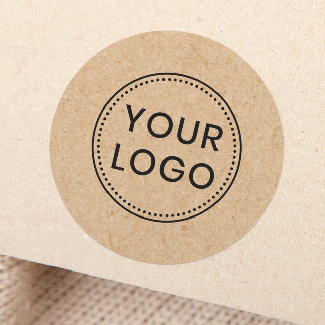Create your own Kraft paper look custom logo text Classic Round Sticker (Creator Uploaded)