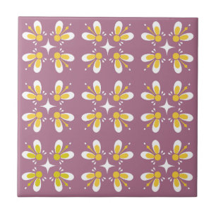 Create your own l Colourful floral pattern Purple Tile