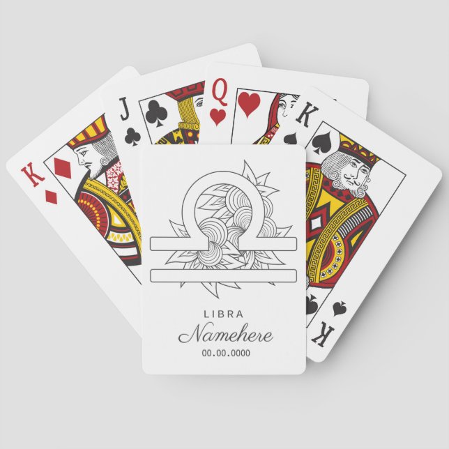 Create Your Own Large Elegant Black & White Libra Playing Cards (Back)