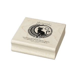 Create Your Own Laurel Framed Celestial Black Cat Rubber Stamp