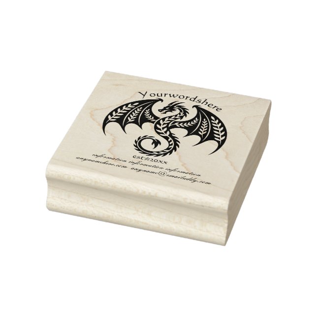 Create Your Own  Leafy Nature Dragon Emblem Logo Rubber Stamp (Stamp)