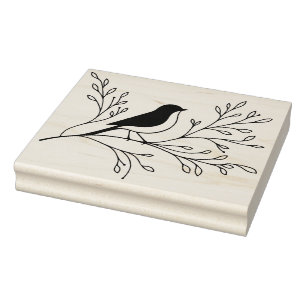 Create Your Own Leafy Song BIrd Tree Branch Rubber Stamp