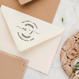 Create Your Own Leaves Initials Script Wedding Self-inking Stamp
