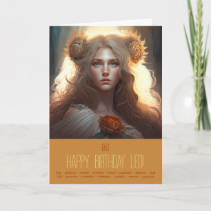 Create Your Own Leo Sun Sign Zodiac Goddess Holiday Card