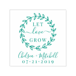 Create Your Own Let Love Grow Wedding Wreath Self-inking Stamp